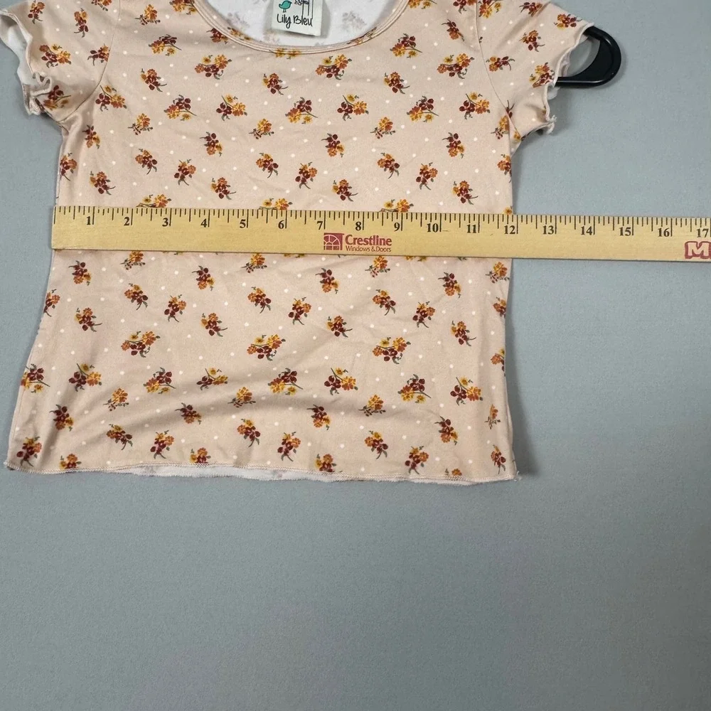 Lily Bleu Romper Set Kids Size 7 Rust Red Floral Ribbed 2pc NWOT